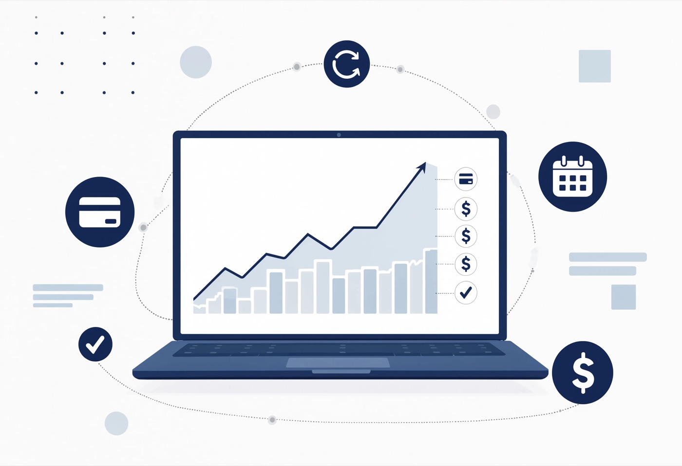 Illustration representing SaaS payment processing and recurring billing infrastructure